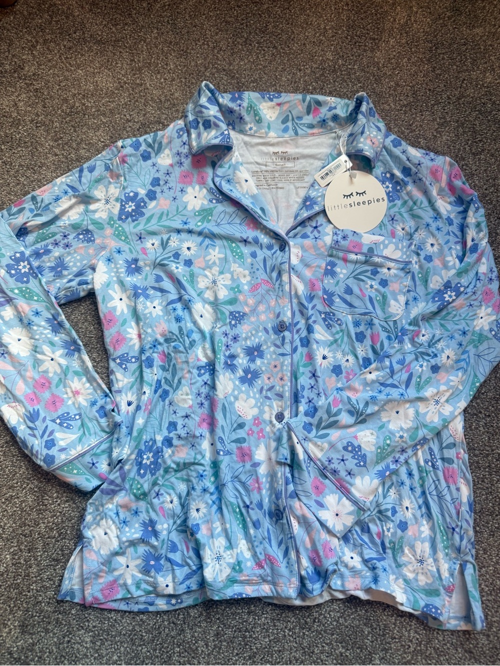 Little Sleepies Blue Floral Button-Front Pajama Top